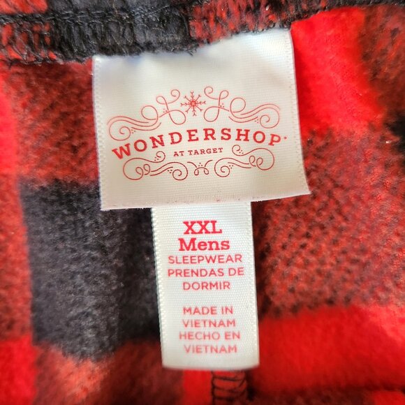 Men's XXL Wondershop Fleece Red and Black Plaid PJ Pants - Picture 3 of 6